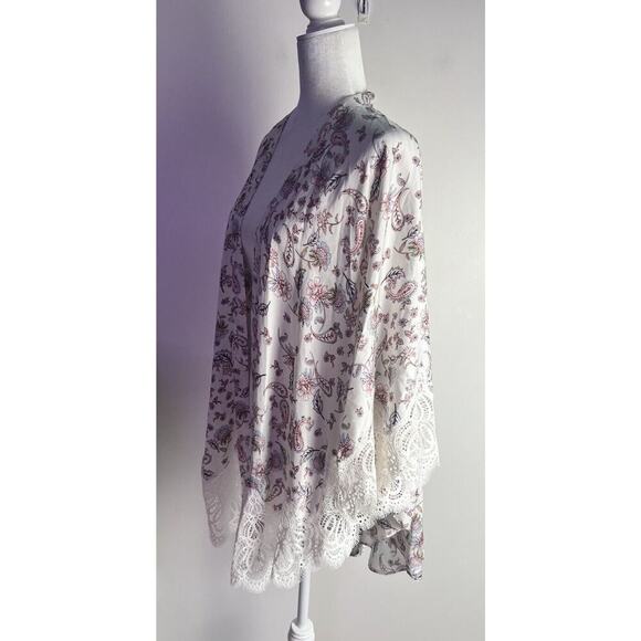 Victoria's Secret Robe Kimono Open Front Paisley Lace Trim XS/S Night Sleep - Picture 5 of 8